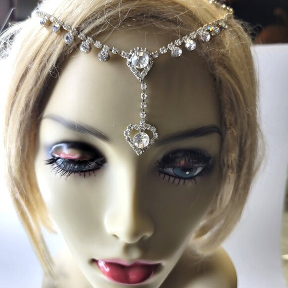 3 Row Crystal Teardrop Headpiece - Picture 2 of 11